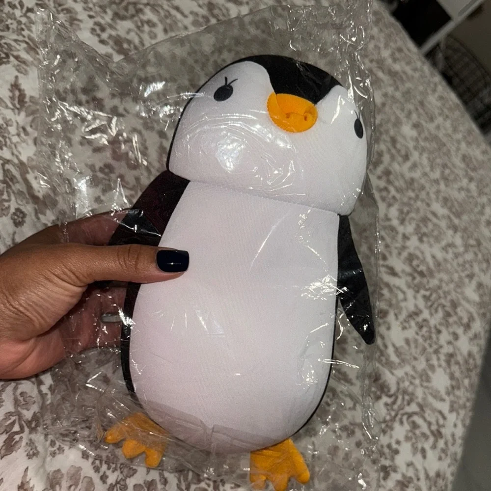 Plush Penguin Bird Toy/ converts to travel pillow- Black and White